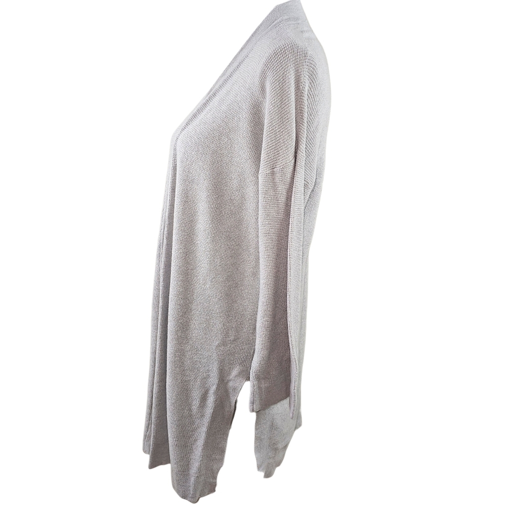 Eileen Fisher Organic Cotton And Silk Open Front Midi Cardigan In S/P - Picture 4 of 7